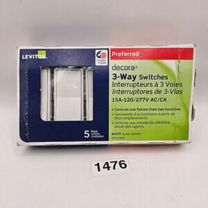 LEVITON DECORA 15 AMP 3-WAY SWITCH WHITE CASE OF 5 5603-2WM